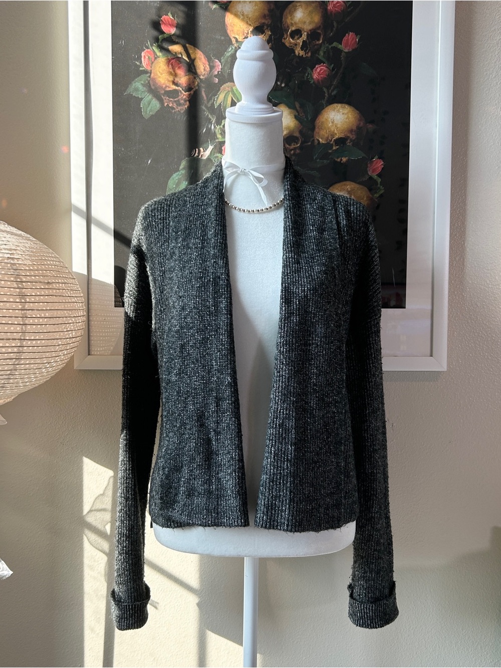 Banana Republic Gray Ribbed Knit Open Front Cardigan Sweater Size S Women